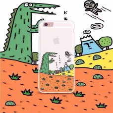iPhone 6 6s Plus 5.5 - TPU Cute Dinosaur in Battle Soft Protective Clear Phone Cover Case